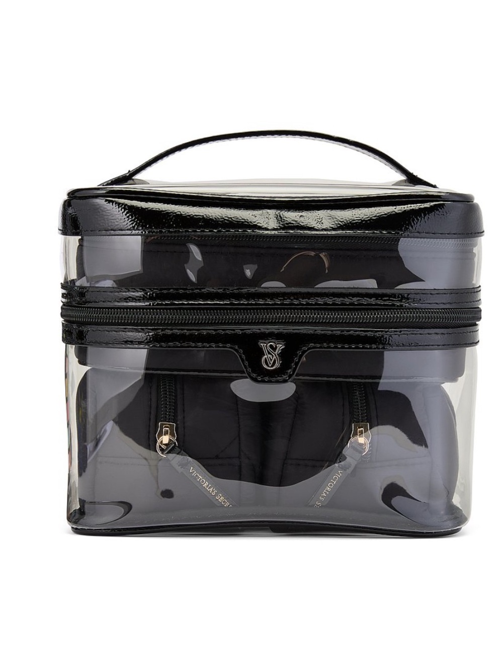 Victoria's Secret Black Clear Travel Toiletry Case with Handle